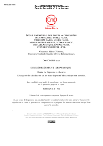 Concours Mines-Ponts 2025 - Physique II PSI - Oscillations M&eacute;caniques