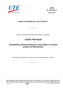 Guide UTE C 15-712-1 : Installations Photovoltaïques Raccordées au Réseau