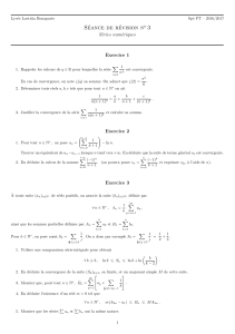 Séries Numériques - Exercices de Révision Spé PT Lycée Laetitia Bonaparte