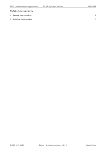 TD Syst&egrave;mes Lin&eacute;aires - Exercices et Solutions