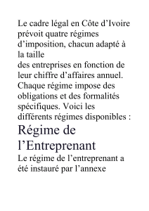 Régimes d'imposition en Côte d'Ivoire : Guide complet