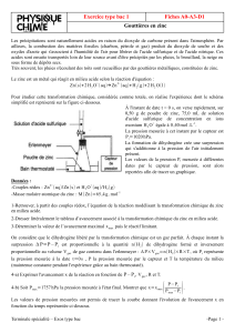 Exercices type Bac Chimie Terminale Spécialité: Acide-Base, Cinétique