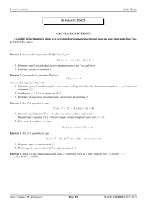 Devoir Maths Expertes : Polynômes et Racines Complexes