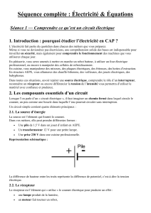 &Eacute;lectricit&eacute; & &Eacute;quations pour CAP : Circuits, Loi d'Ohm, Puissance