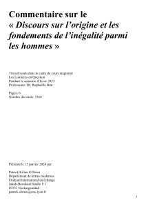 Commentaire sur le Discours sur l'inégalité de Rousseau