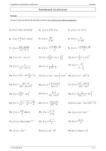 Exercices de dérivation - Terminale - Entraînement au calcul