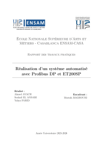 Rapport TP : R&eacute;alisation Syst&egrave;me Automatis&eacute; Profibus DP S7-1500 ET200SP