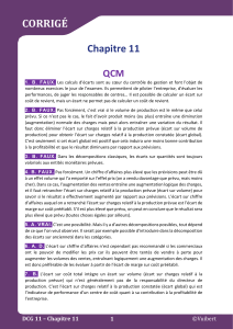DCG 11 Chapitre 11 Corrig&eacute; QCM & Exercices - Contr&ocirc;le de Gestion