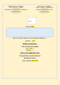Mod&egrave;le de Projet de Recherche Universitaire - Cameroun 2020-2021