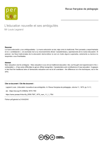 L'&eacute;ducation nouvelle et ses ambigu&iuml;t&eacute;s - Revue fran&ccedil;aise de p&eacute;dagogie