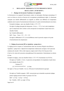 R&eacute;glage Thermostat et Pressostat BP en Pump Down