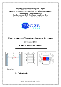 Électrostatique et Magnétostatique pour les classes préparatoires