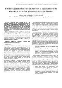 Etude expérimentale de la perte et la restauration du rémanent dans les génératrices asynchrones