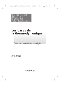 Les bases de la thermodynamique : Cours et exercices corrig&eacute;s