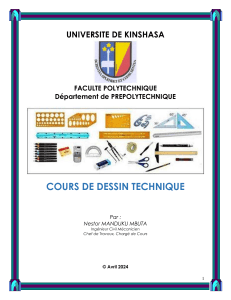 Cours de Dessin Technique - Universit&eacute; de Kinshasa - Ing&eacute;nierie