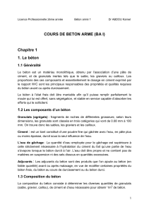 Cours de B&eacute;ton Arm&eacute; (BA I) : Propri&eacute;t&eacute;s et Calcul des Structures