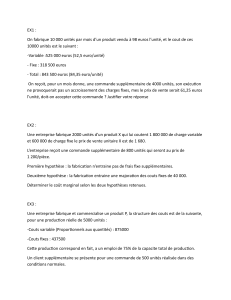 Exercices de Co&ucirc;t Marginal et D&eacute;cision d'Acceptation de Commandes