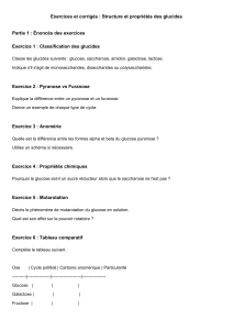 Exercices et corrig&eacute;s : Structure et propri&eacute;t&eacute;s des glucides