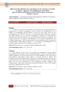 Effets de la diversification des exportations sur la croissance en Alg&eacute;rie