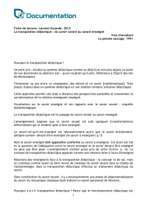 La transposition didactique : du savoir savant au savant enseign&eacute;