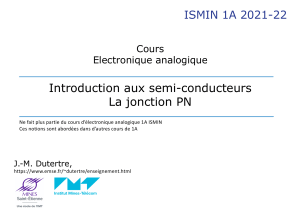 Cours &Eacute;lectronique Analogique: Semi-conducteurs et Jonction PN