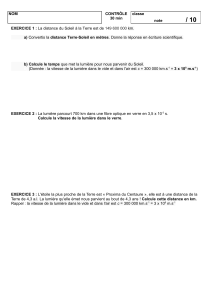 vitesse de la lumiere exercices corriges sujet enonce