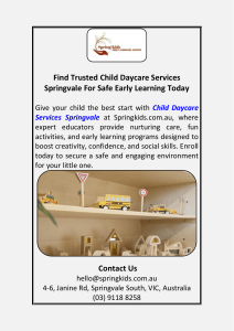Find Trusted Child Daycare Services Springvale For Safe Early Learning Today