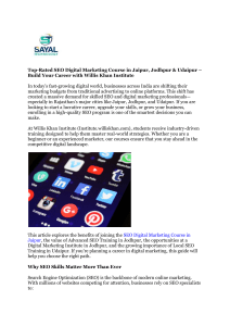 Local SEO Training in Udaipur