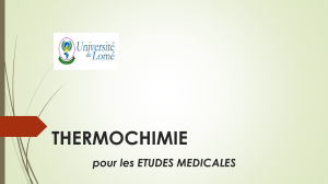 THERMOCHIMIE pour les ETUDES MEDICALES