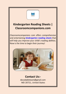 Kindergarten Reading Sheets  Classroomcompanions.com
