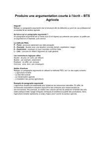 R&eacute;diger un paragraphe argument&eacute; - BTS Agricole (M&eacute;thode PEEL)