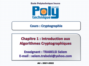 Introduction &agrave; la Cryptologie : Cours Universitaire