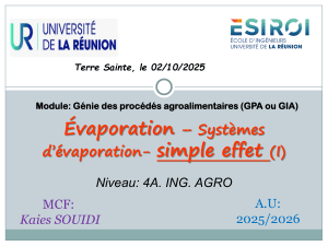 &Eacute;vaporation Simple Effet GPA GIA