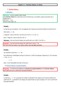 Cours Fonctions Lin&eacute;aires et Affines