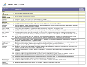 PRISMA 2020 Checklist for Systematic Reviews