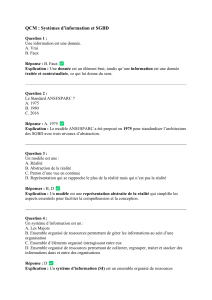 QCM : Syst&egrave;mes d'Information et SGBD