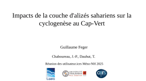 Impact SAL sur la cyclogen&egrave;se au Cap-Vert