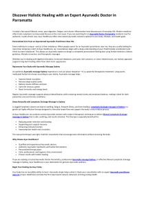 Ayurvedic Doctor & Massage in Sydney