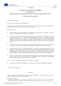 R&egrave;glement UE IAS 1 Passifs Financiers