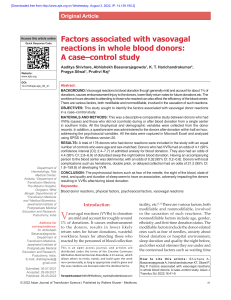 Vasovagal Reactions in Blood Donors Study