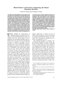 Blood Donor Decision-Making Factors