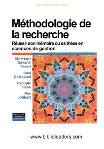 M&eacute;thodologie de la Recherche en Gestion