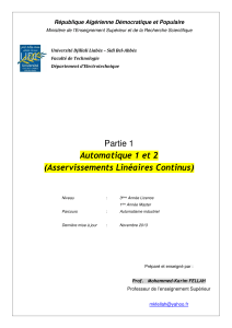 Cours Asservissements Lin&eacute;aires Continus