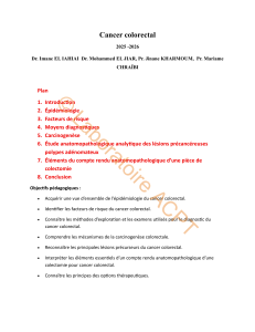 Cancer Colorectal : De l'&Eacute;pid&eacute;miologie &agrave; la Carcinogen&egrave;se