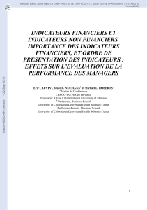 Indicateurs financiers vs non financiers et biais cognitif