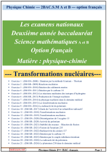 Sujet  partie transformations nucl&eacute;aires examens SM 20082024