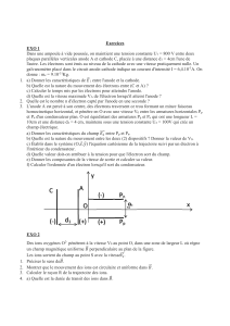 Exercices Physique : Champs &Eacute;lectriques & Mouvement Particulaire