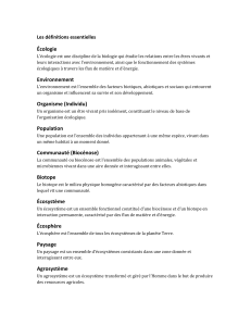 D&eacute;finitions Essentielles en &Eacute;cologie