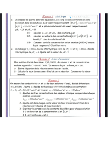 Exercices Chimie : &Eacute;quilibre Chimique et pH
