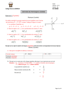 Devoir Physique-Chimie Niveau Lyc&eacute;e